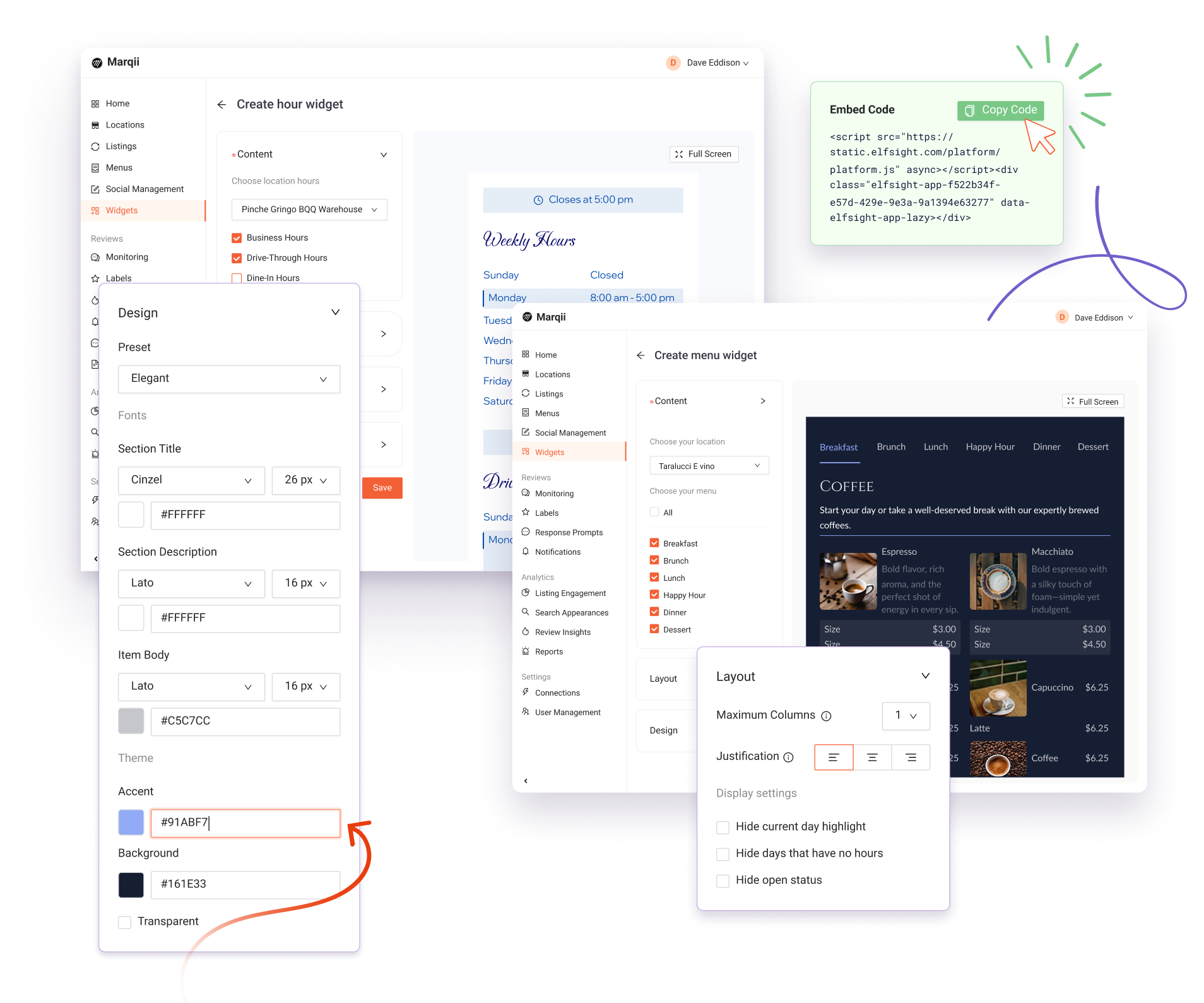 Free Menu Widget | Marqii